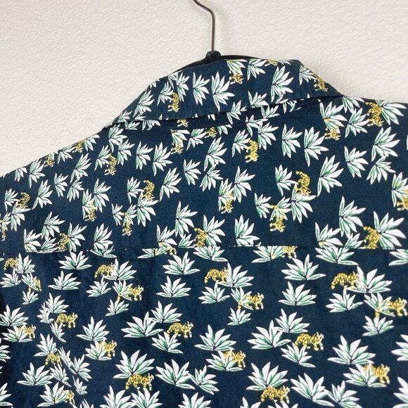 Slate & Stone Men's Medium Short Sleeve Button Down Shirt Top Tiger Agave Black - Picture 11 of 14